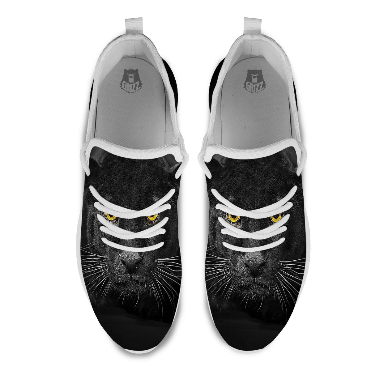 Jaguar Black Print White Athletic Shoes-grizzshop