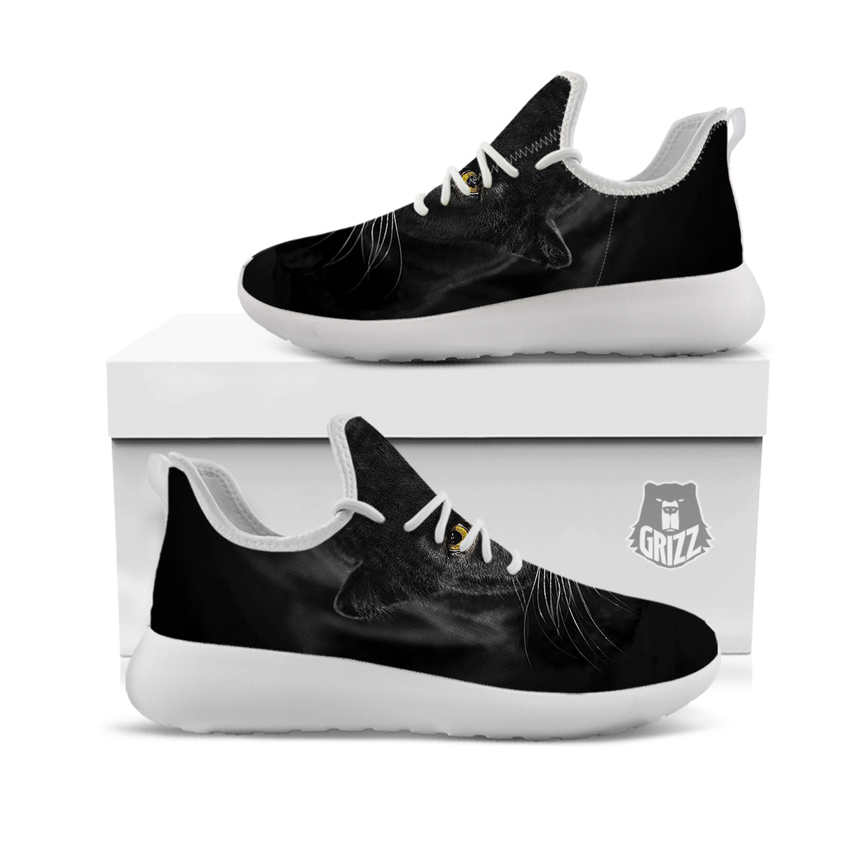 Jaguar Black Print White Athletic Shoes-grizzshop