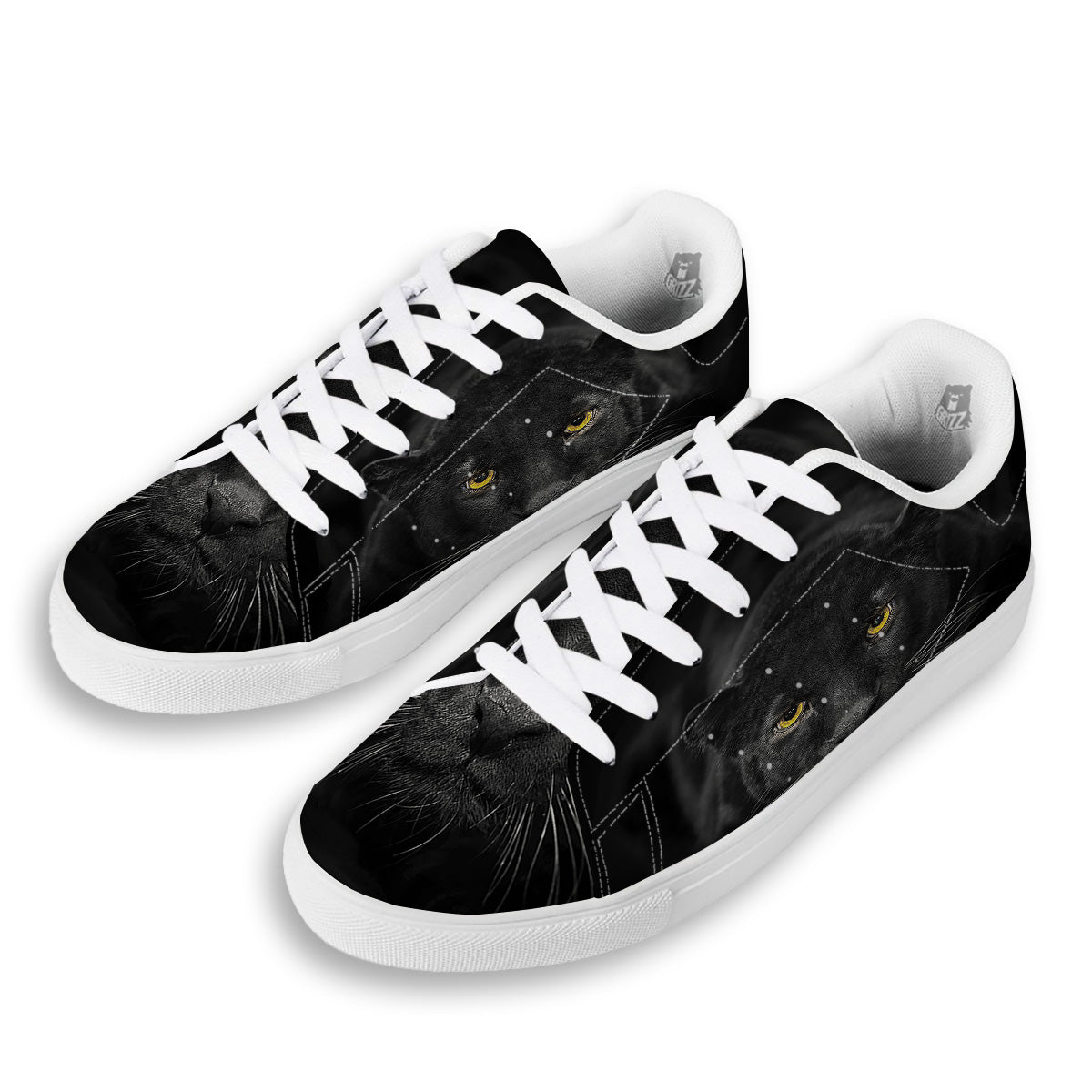 Jaguar Black Print White Low Top Sneakers-grizzshop