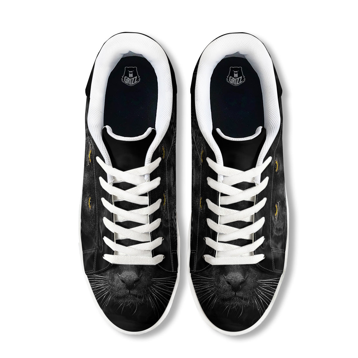 Jaguar Black Print White Low Top Sneakers-grizzshop