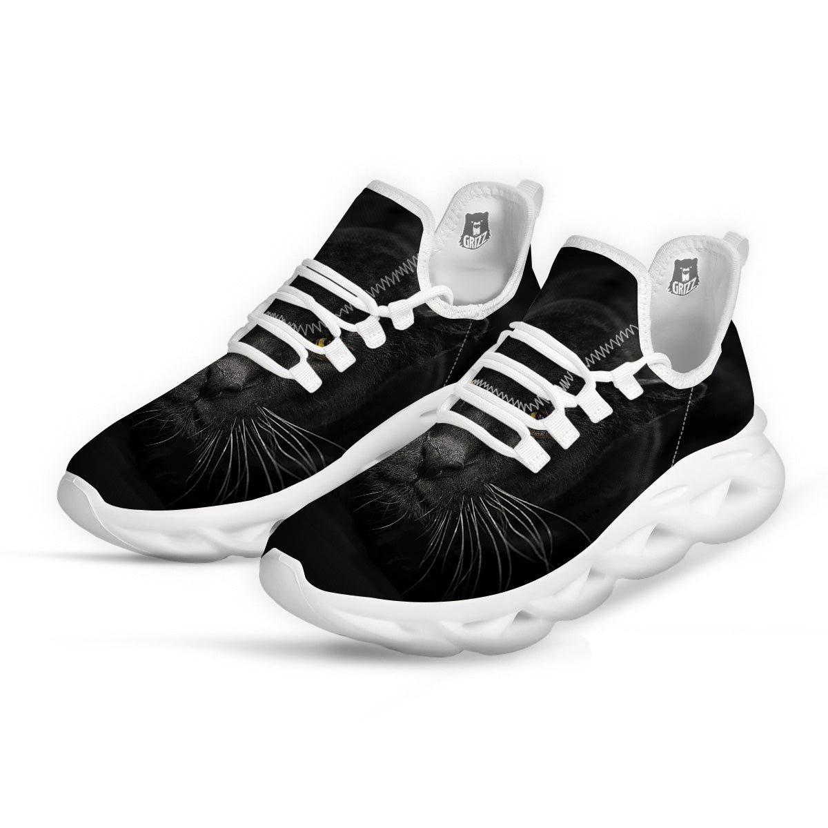 Jaguar Black Print White Running Shoes-grizzshop