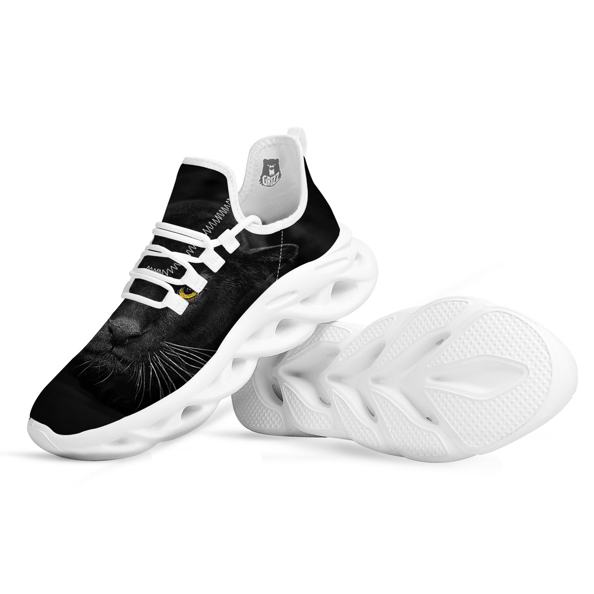 Jaguar Black Print White Running Shoes-grizzshop