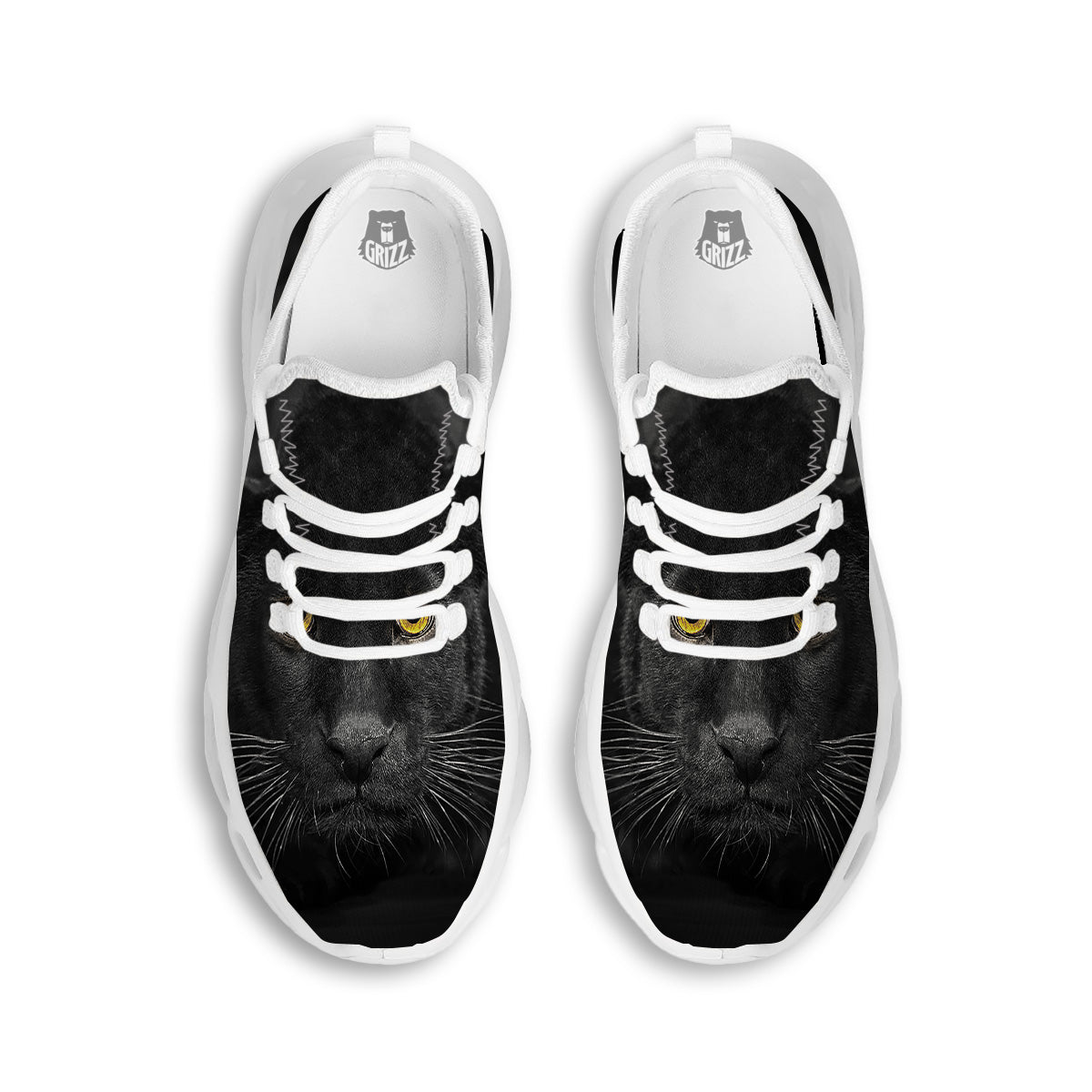 Jaguar Black Print White Running Shoes-grizzshop