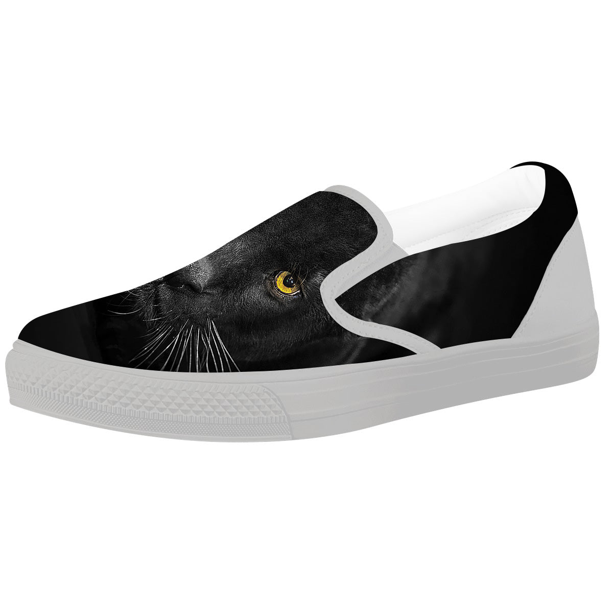 Jaguar Black Print White Slip On Shoes-grizzshop