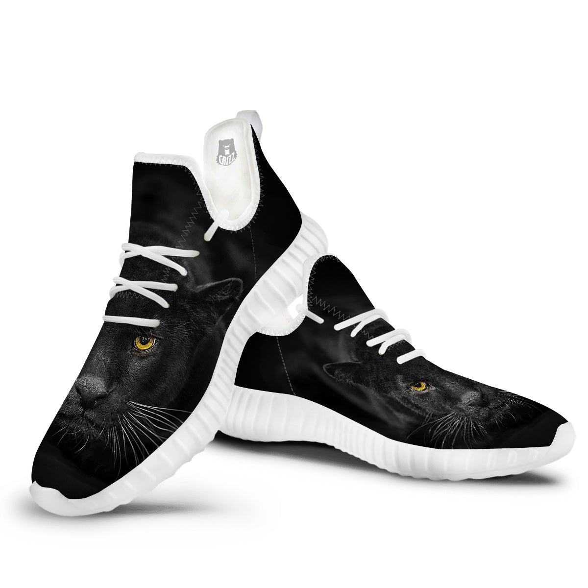 Jaguar Black Print White Walking Shoes-grizzshop