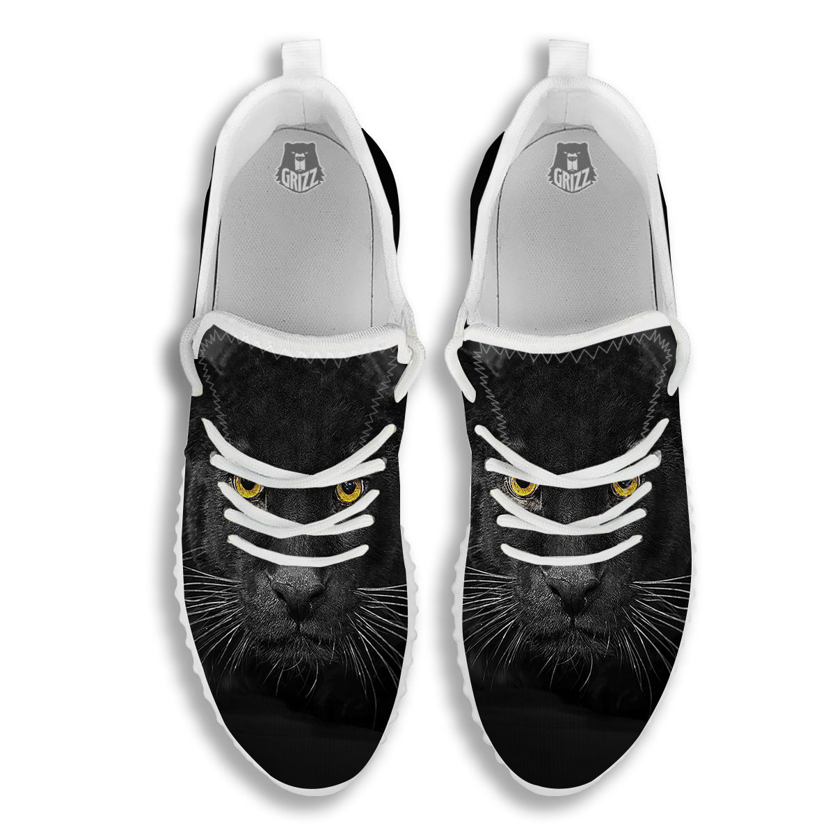Jaguar Black Print White Walking Shoes-grizzshop
