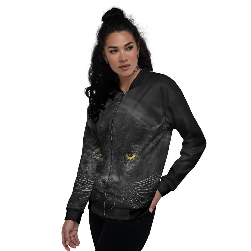 Jaguar Black Print Women's Bomber Jacket-grizzshop