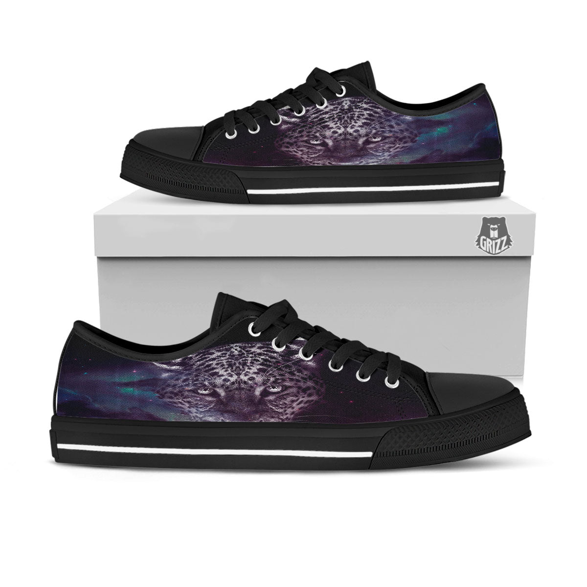 Jaguar Galaxy Print Black Low Top Shoes-grizzshop