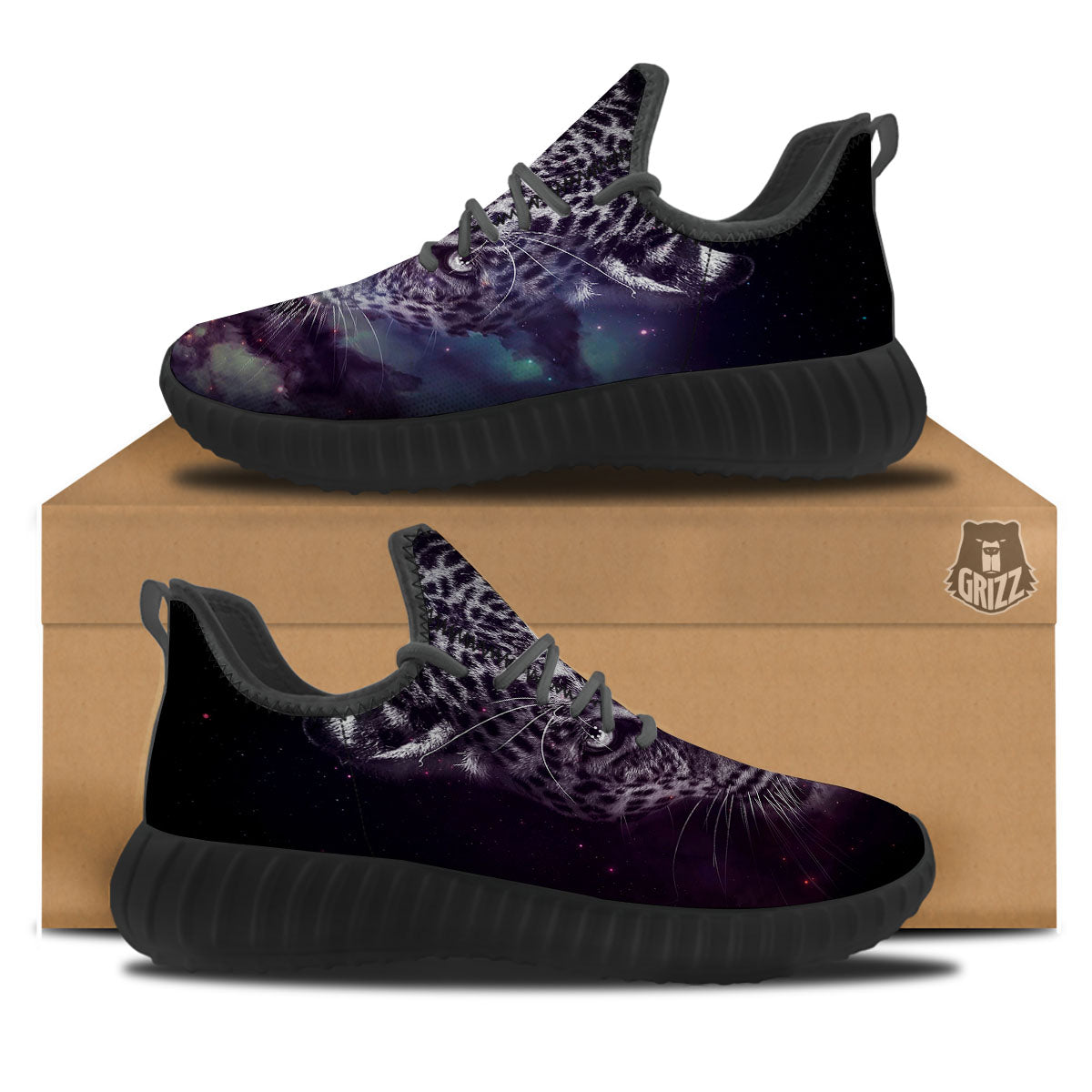 Jaguar Galaxy Print Black Walking Shoes-grizzshop