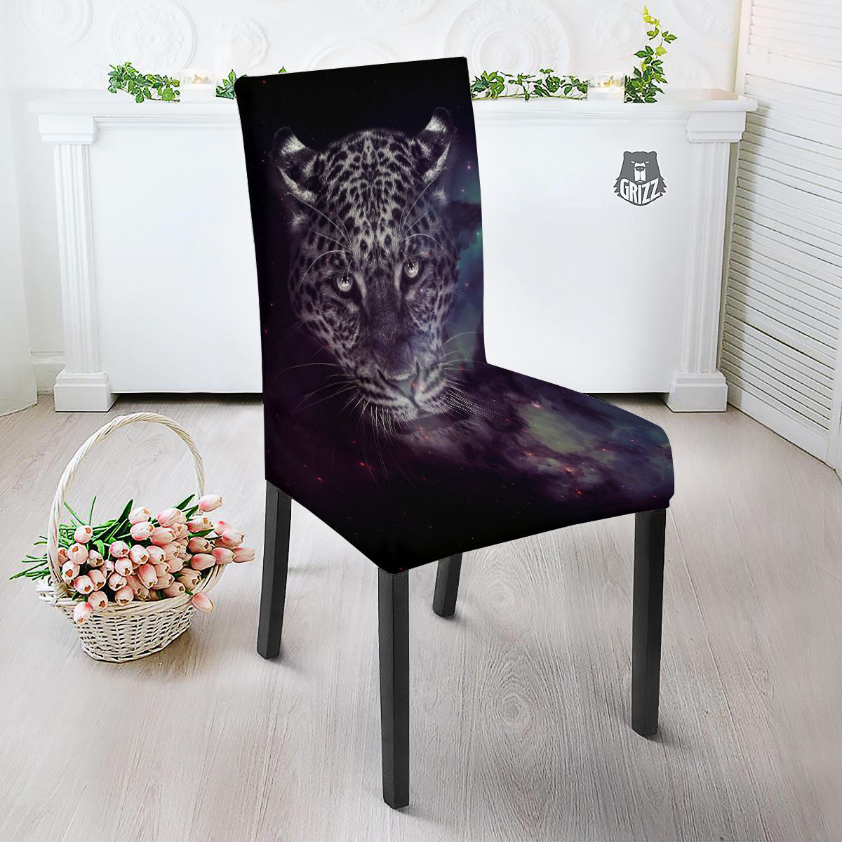 Jaguar Galaxy Print Dining Chair Slipcover-grizzshop