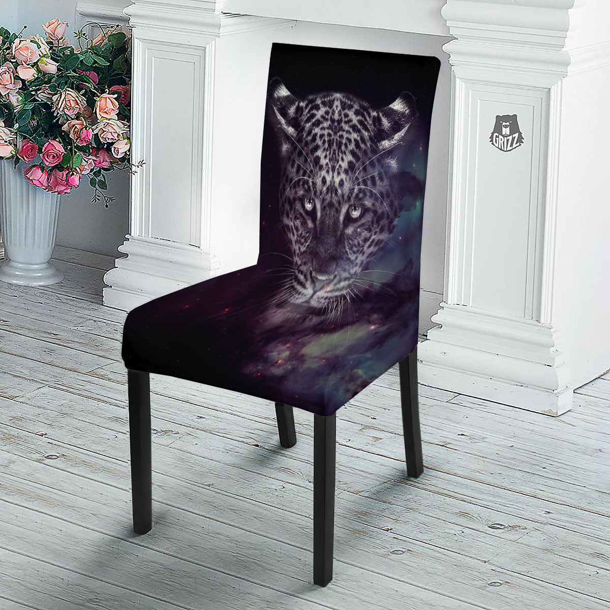 Jaguar Galaxy Print Dining Chair Slipcover-grizzshop