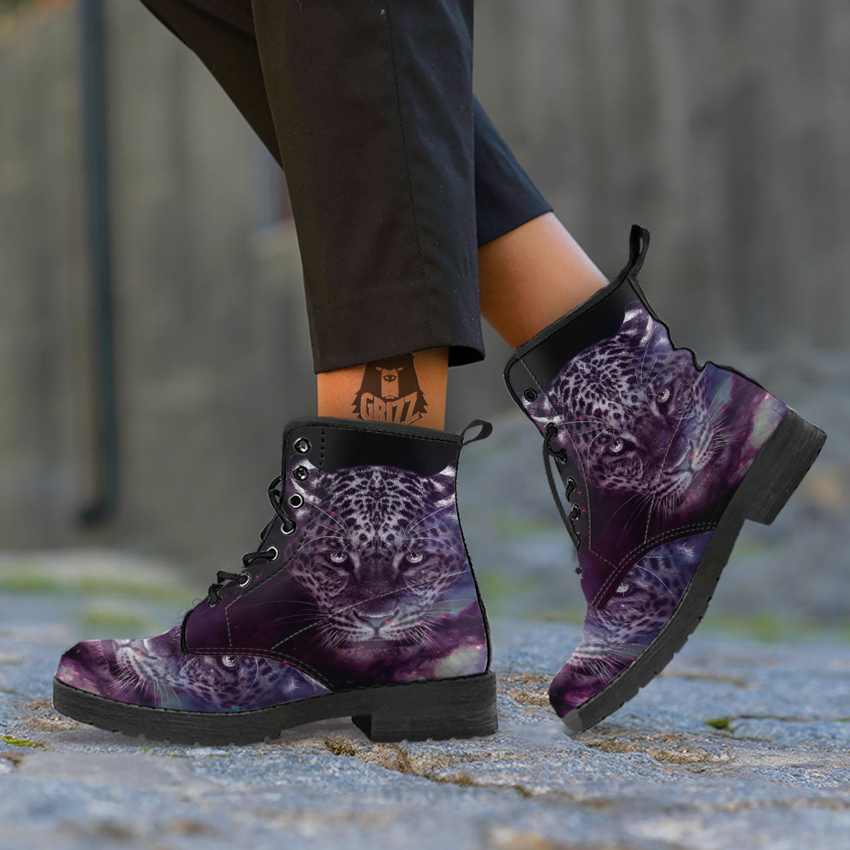 Jaguar Galaxy Print Leather Boots-grizzshop