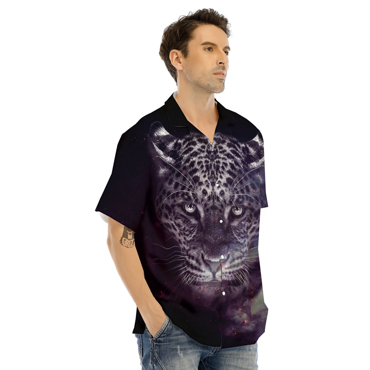 Jaguar Galaxy Print Men's Hawaiian Shirt-grizzshop