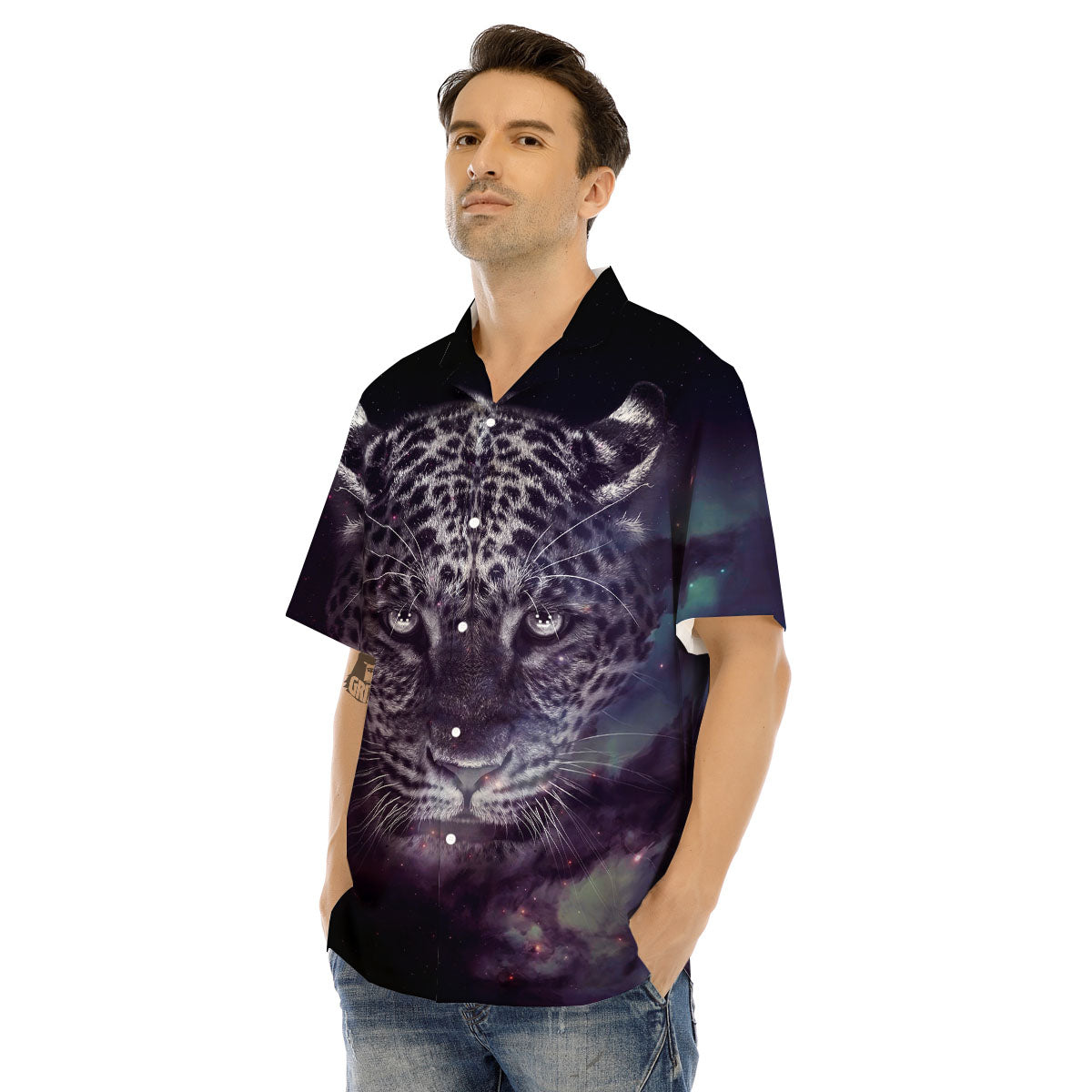 Jaguar Galaxy Print Men's Hawaiian Shirt-grizzshop