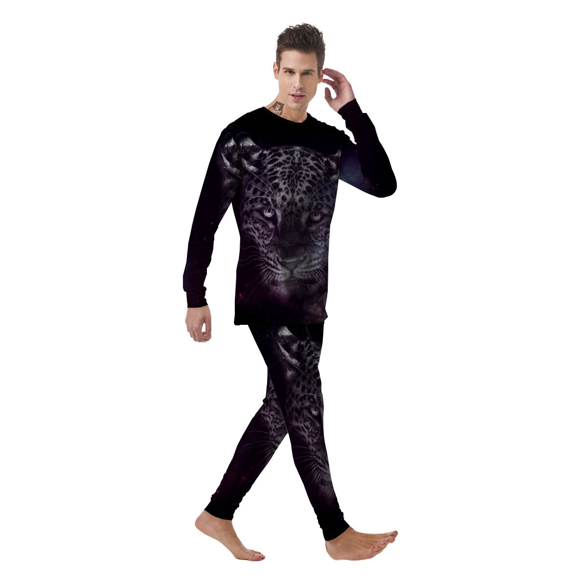 Jaguar Galaxy Print Men's Pajamas-grizzshop