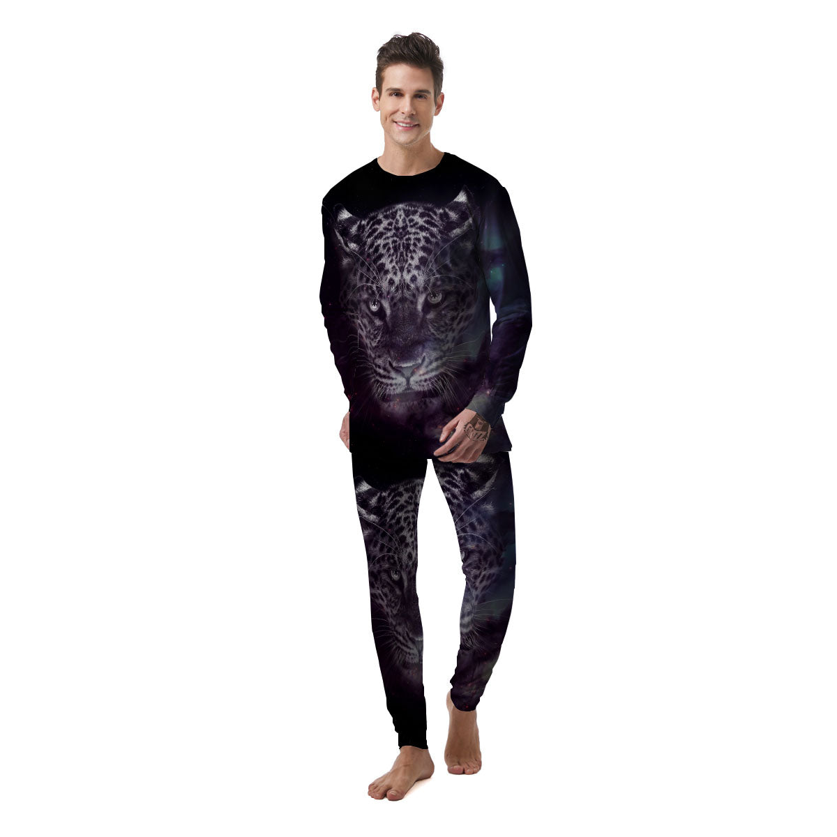 Jaguar Galaxy Print Men's Pajamas-grizzshop
