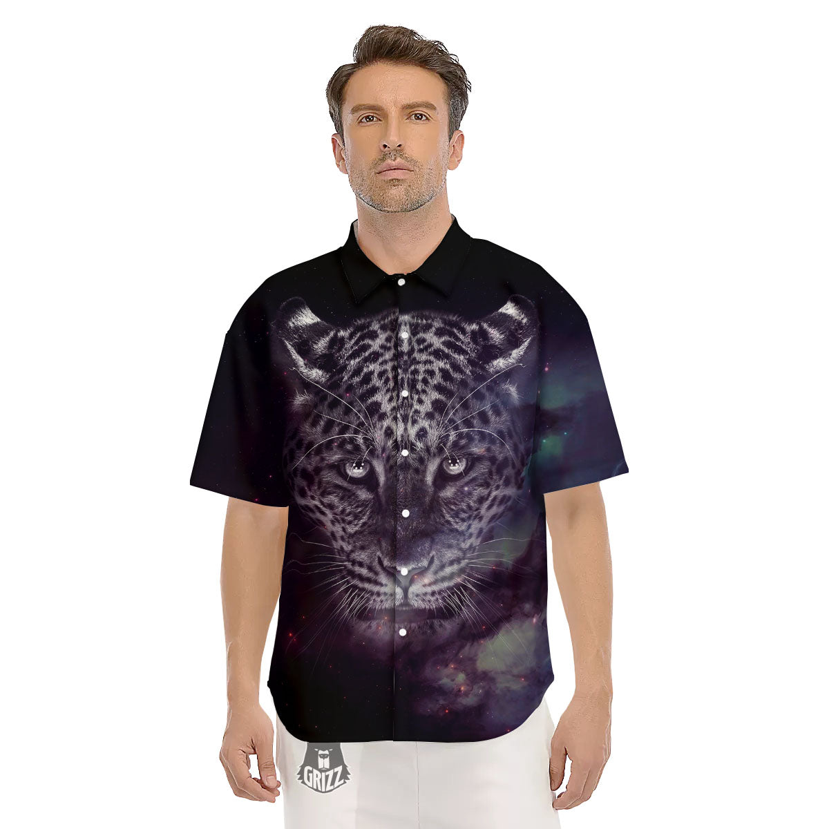 Jaguar Galaxy Print Men's Short Sleeve Shirts-grizzshop