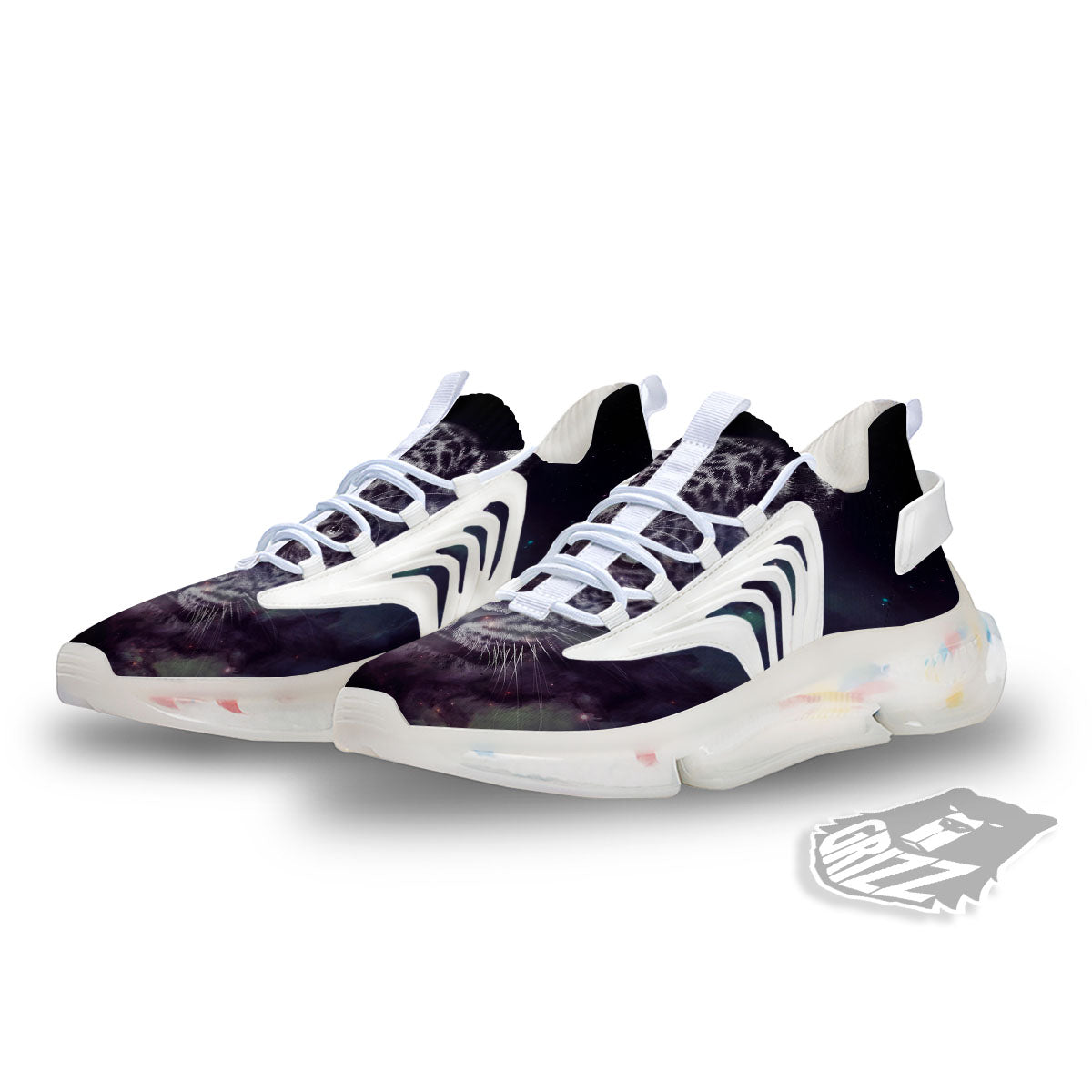 Jaguar Galaxy Print White Gym Shoes-grizzshop