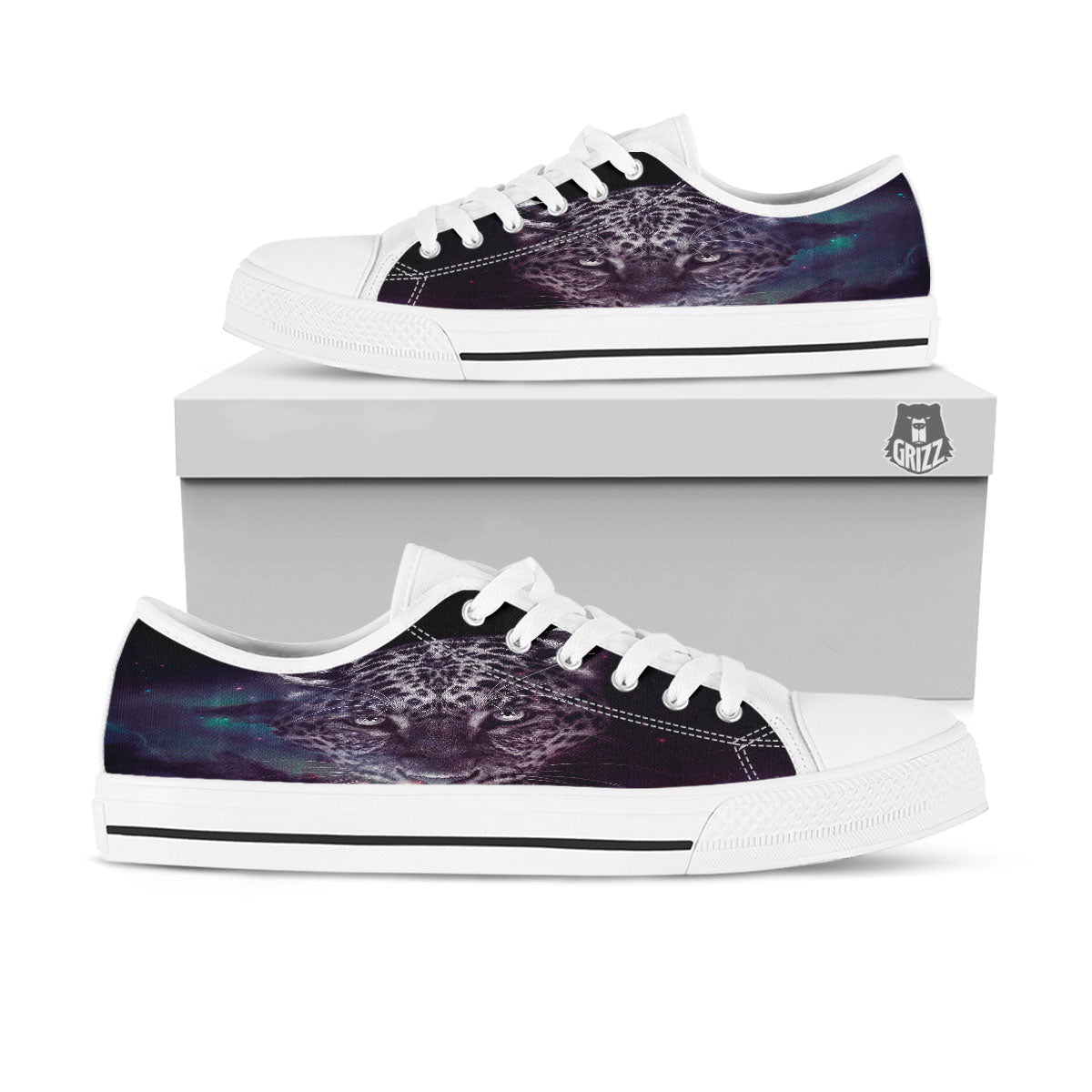 Jaguar Galaxy Print White Low Top Shoes-grizzshop