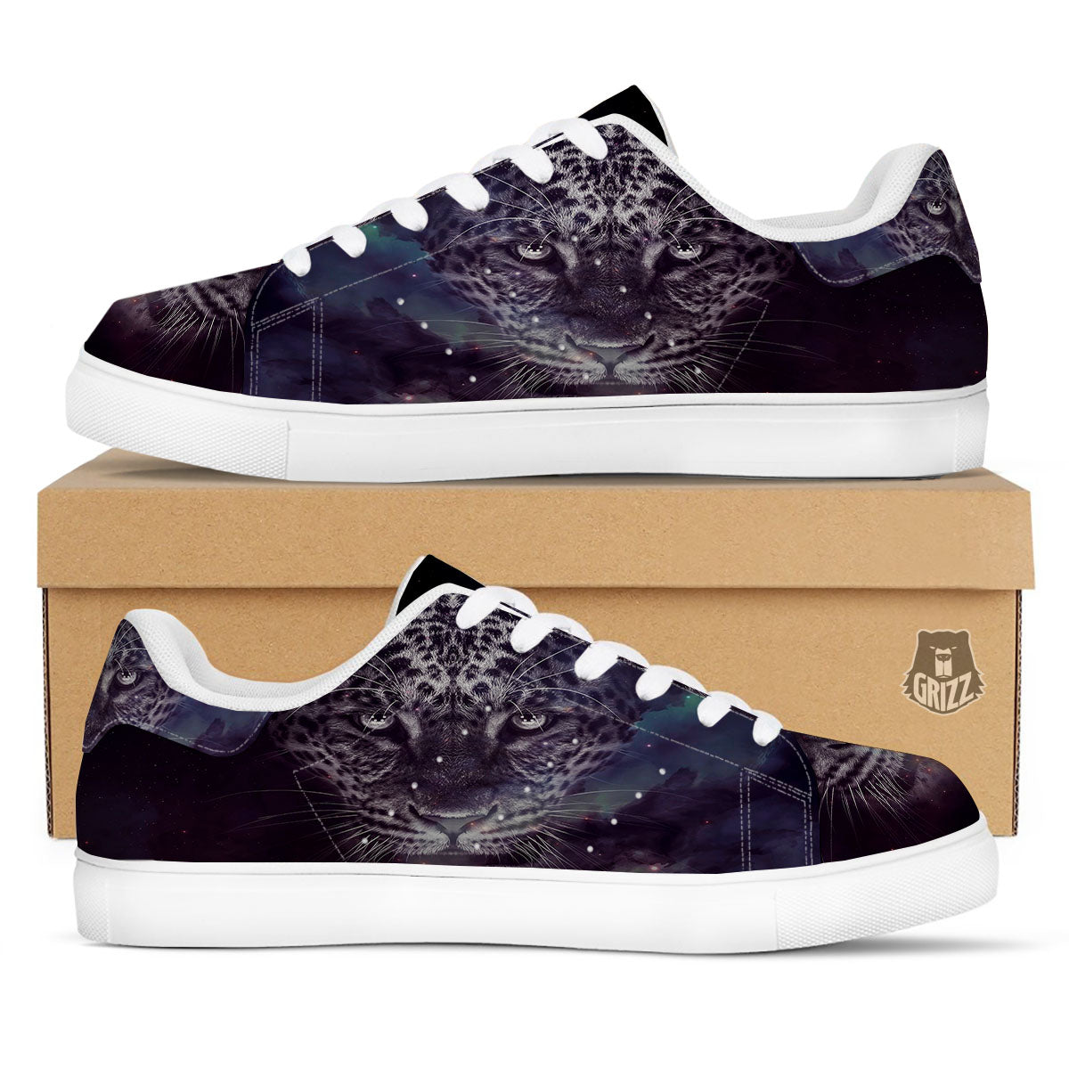 Jaguar Galaxy Print White Low Top Sneakers-grizzshop