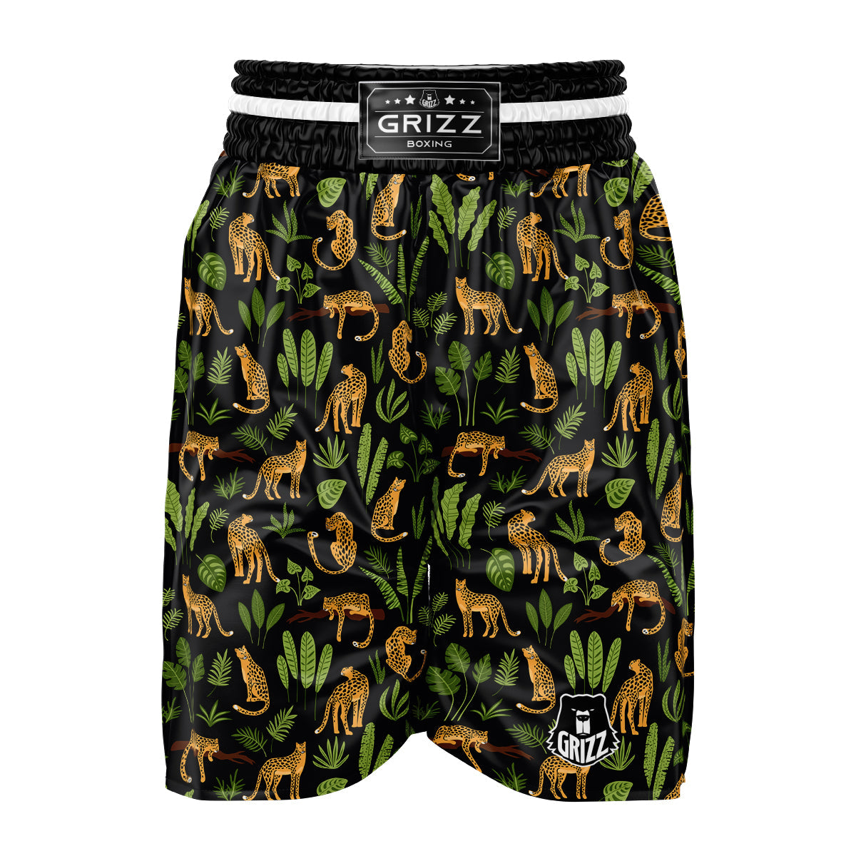 Jaguar Tropical Print Pattern Boxing Shorts-grizzshop