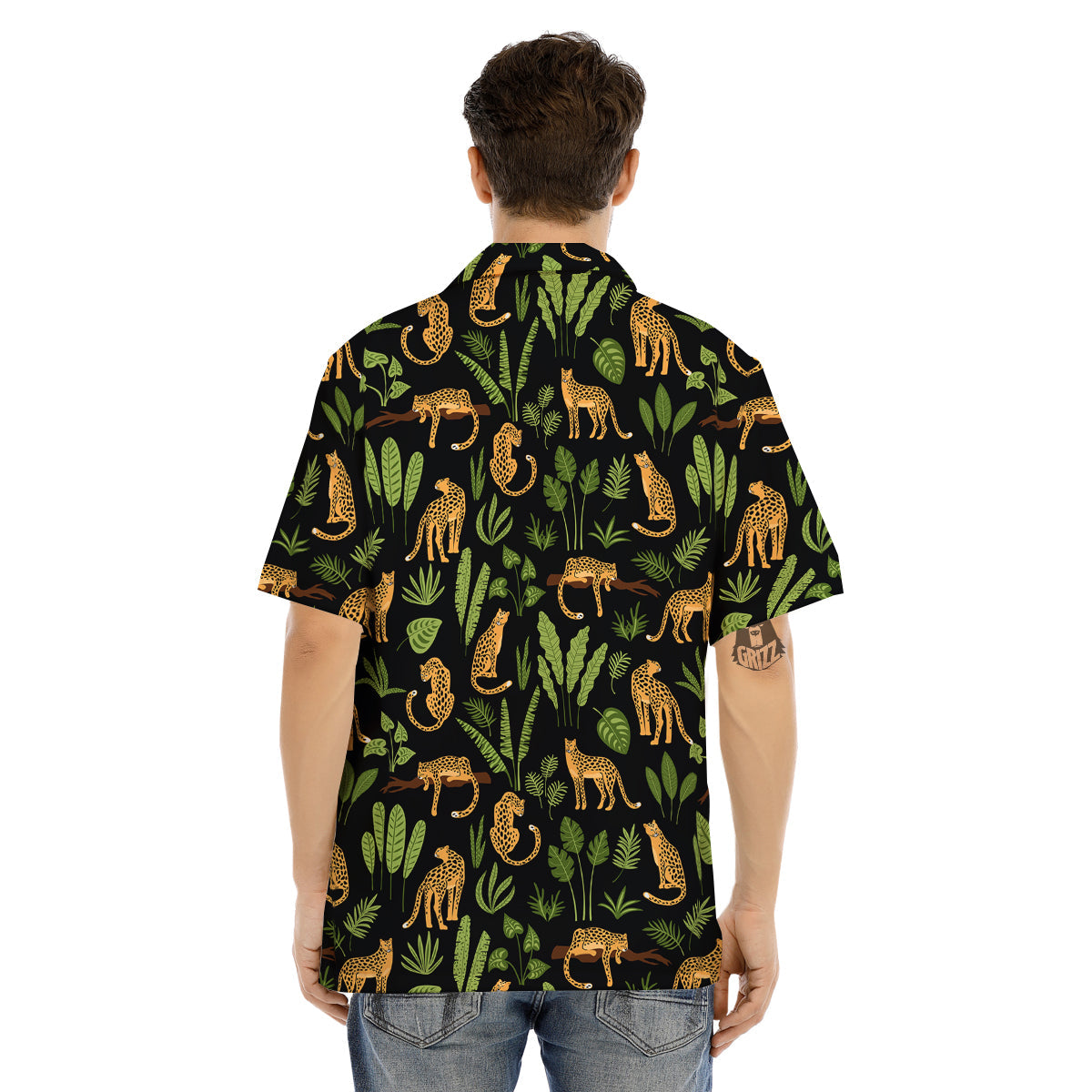 Jaguar Tropical Print Pattern Men's Hawaiian Shirt-grizzshop
