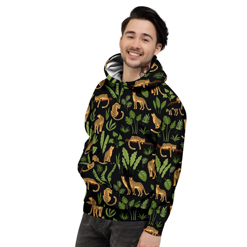 Jaguar Tropical Print Pattern Men's Hoodie-grizzshop
