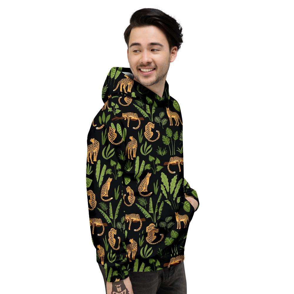 Jaguar Tropical Print Pattern Men's Hoodie-grizzshop