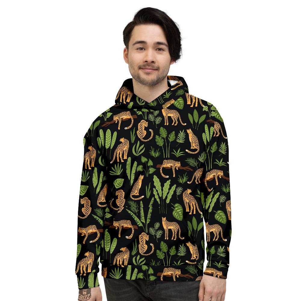 Jaguar Tropical Print Pattern Men's Hoodie-grizzshop