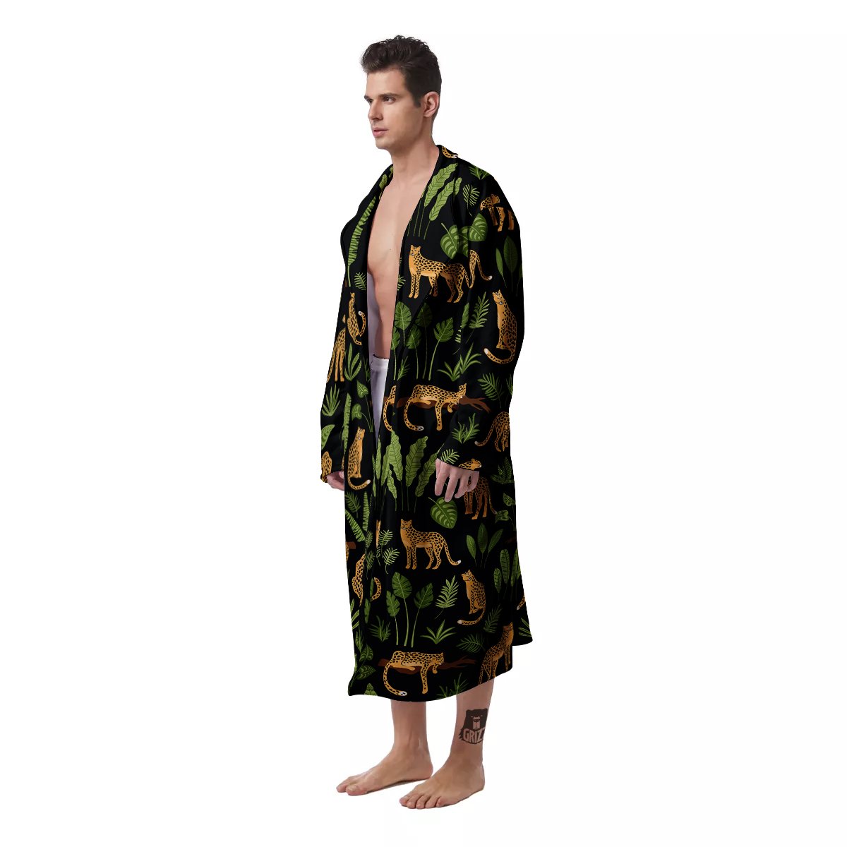 Jaguar Tropical Print Pattern Men's Robe-grizzshop