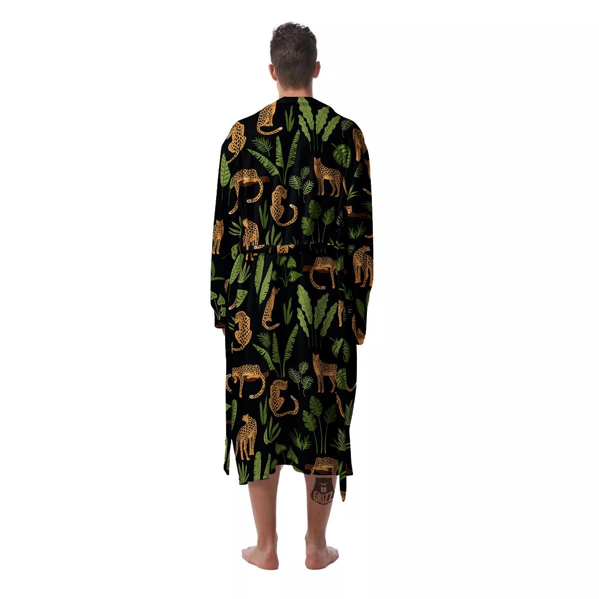 Jaguar Tropical Print Pattern Men's Robe-grizzshop