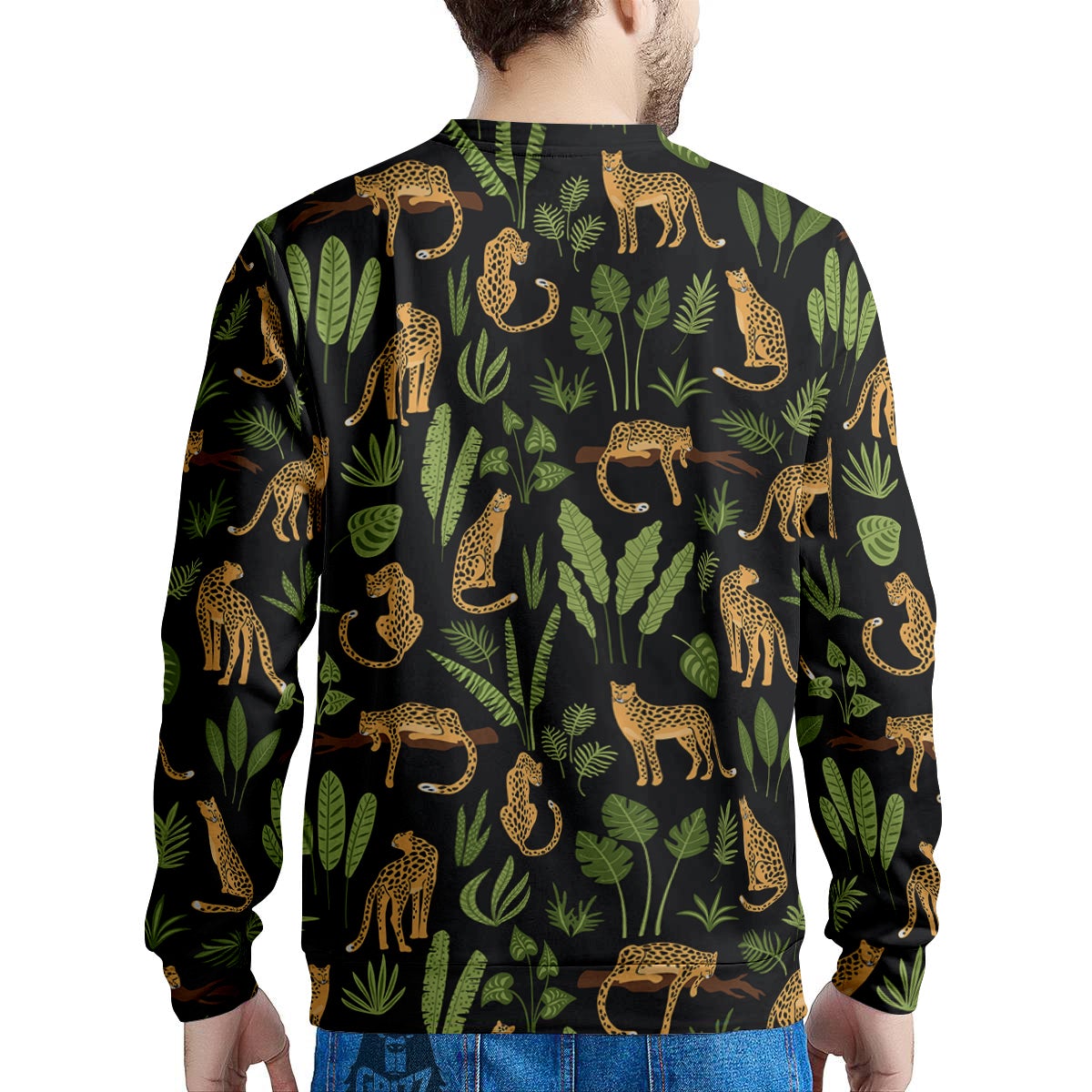 Jaguar Tropical Print Pattern Men's Sweatshirt-grizzshop