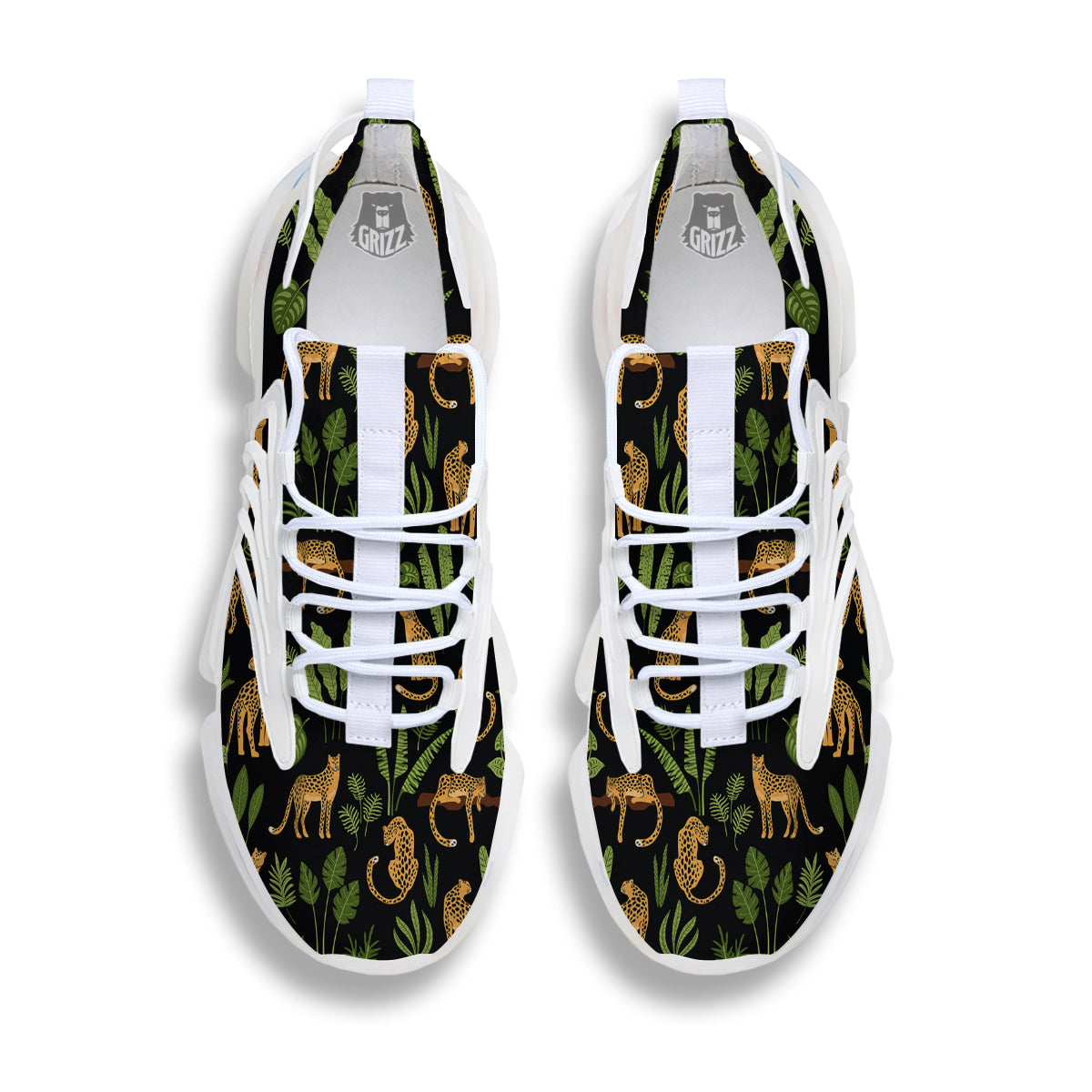Jaguar Tropical Print Pattern White Gym Shoes-grizzshop
