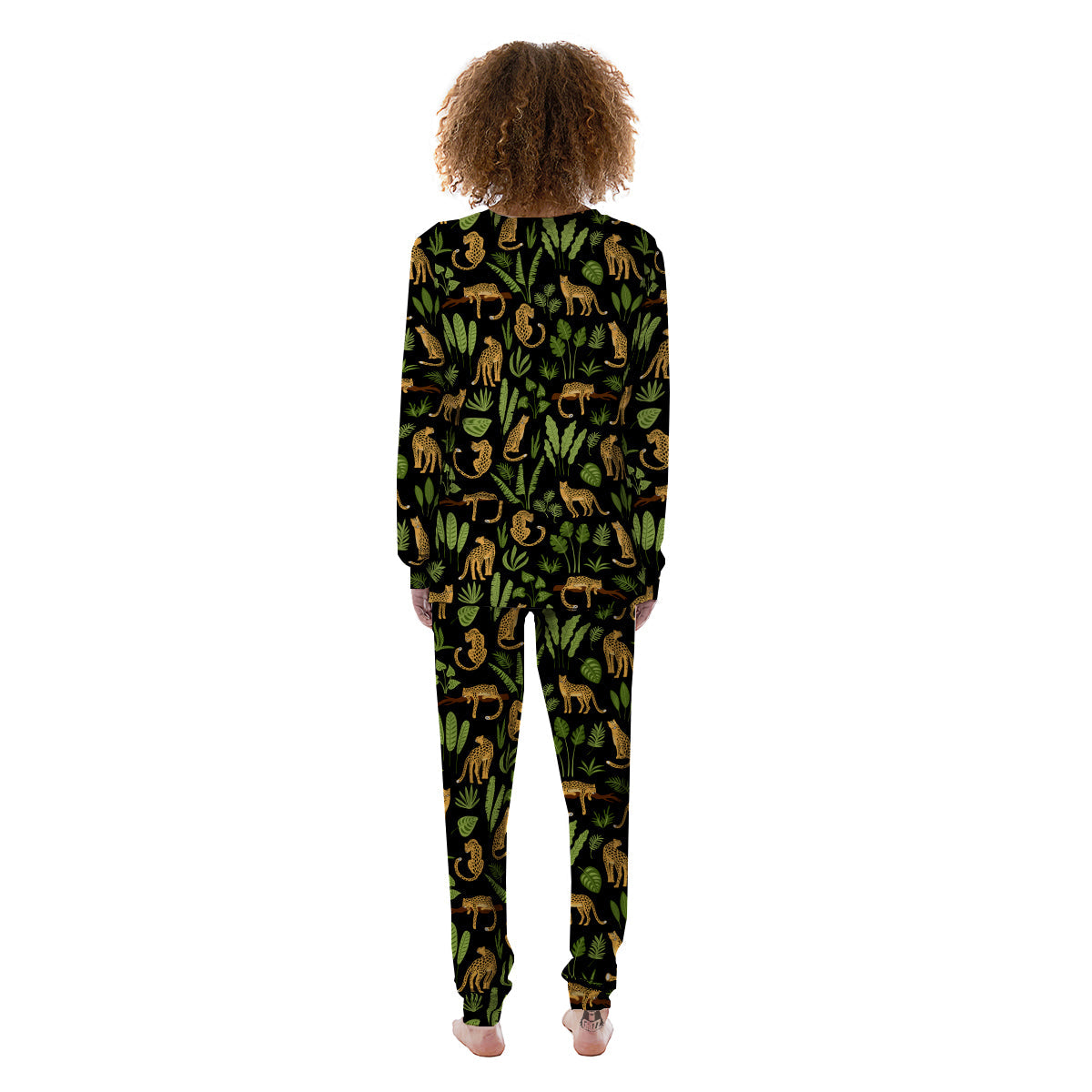 Jaguar Tropical Print Pattern Women's Pajamas-grizzshop