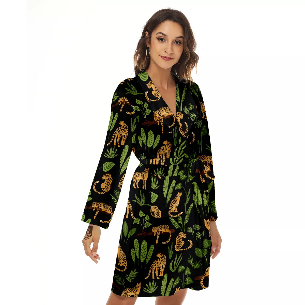 Jaguar Tropical Print Pattern Women's Robe-grizzshop