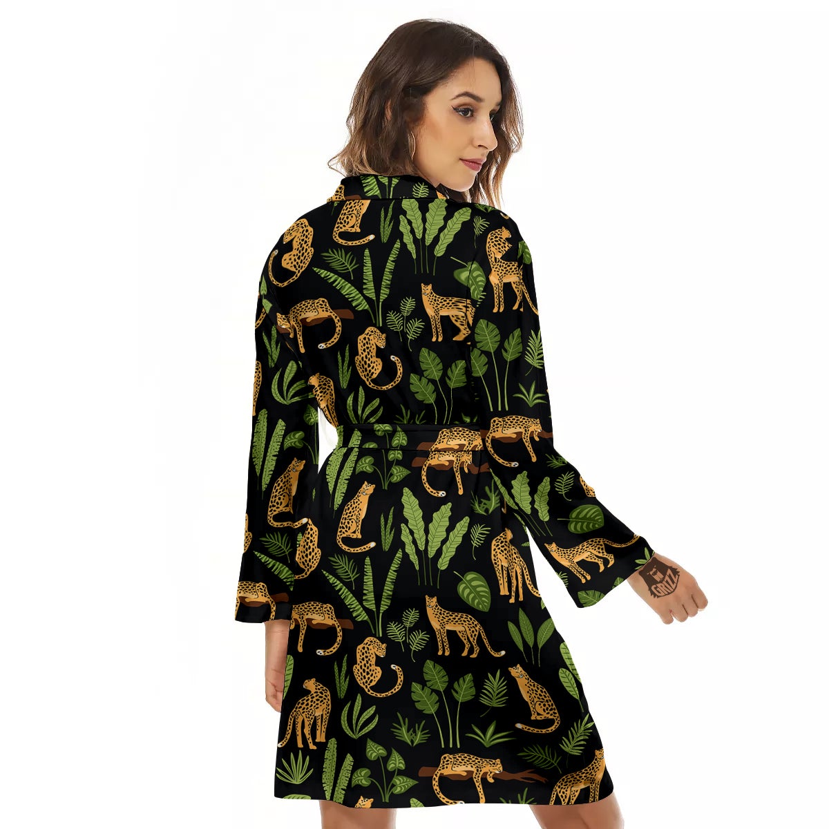 Jaguar Tropical Print Pattern Women's Robe-grizzshop