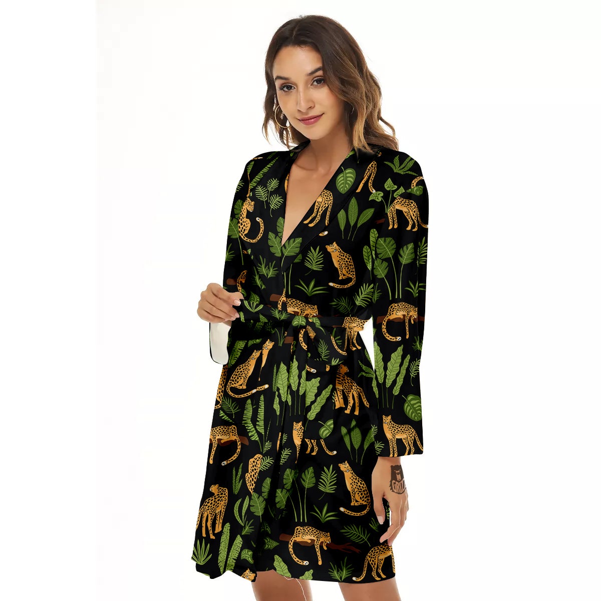 Jaguar Tropical Print Pattern Women's Robe-grizzshop