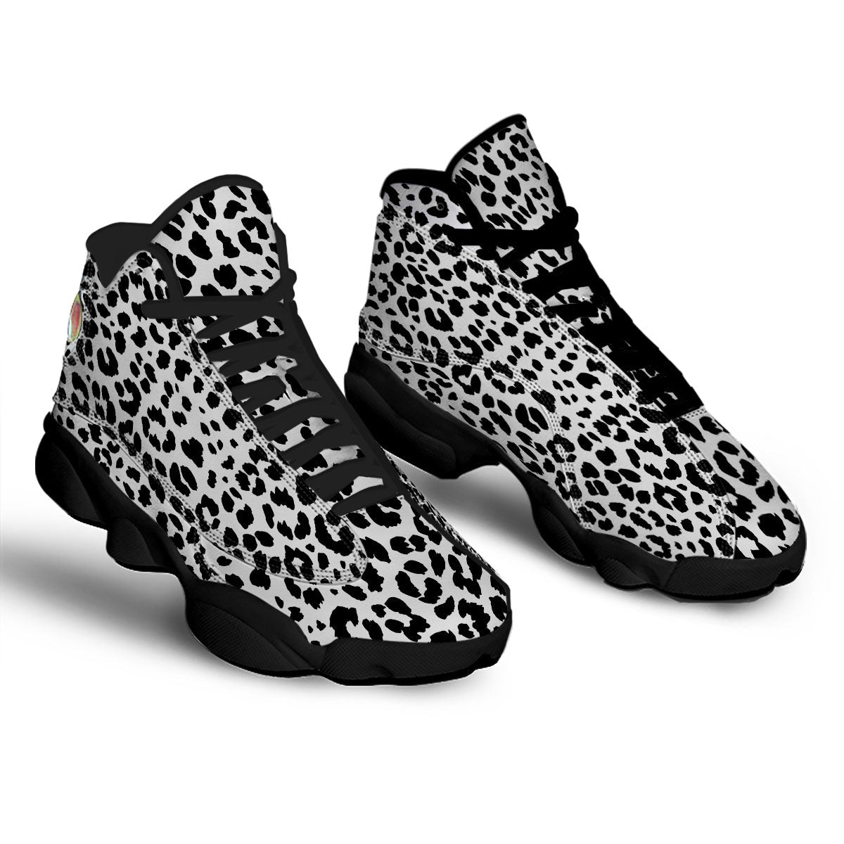 Jaguar White And Black Print Pattern Black Basketball Shoes-grizzshop