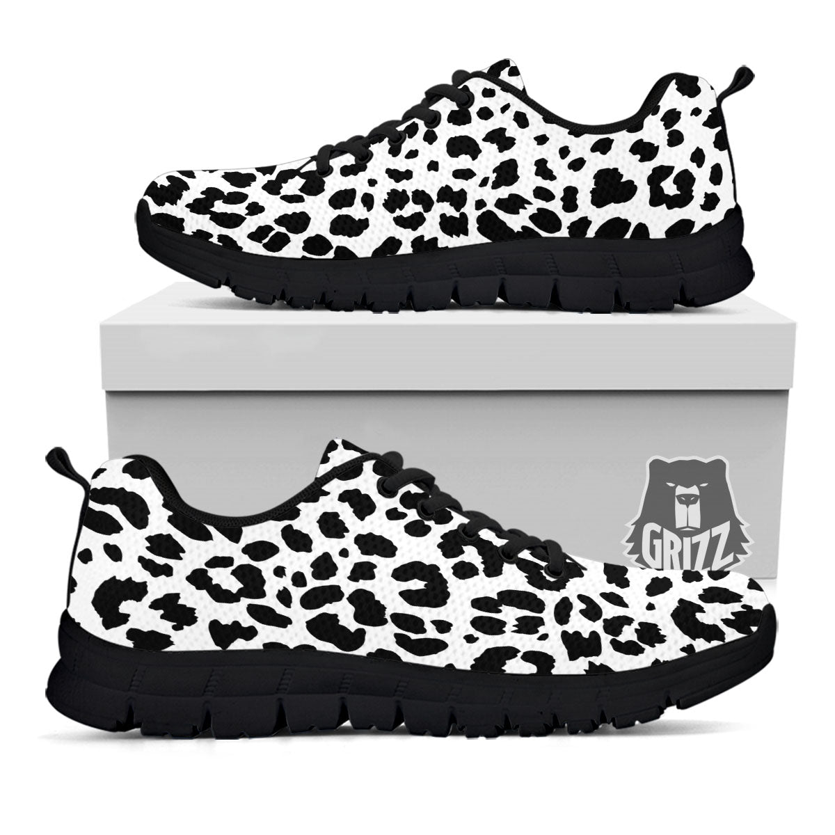 Jaguar White And Black Print Pattern Black Sneaker-grizzshop