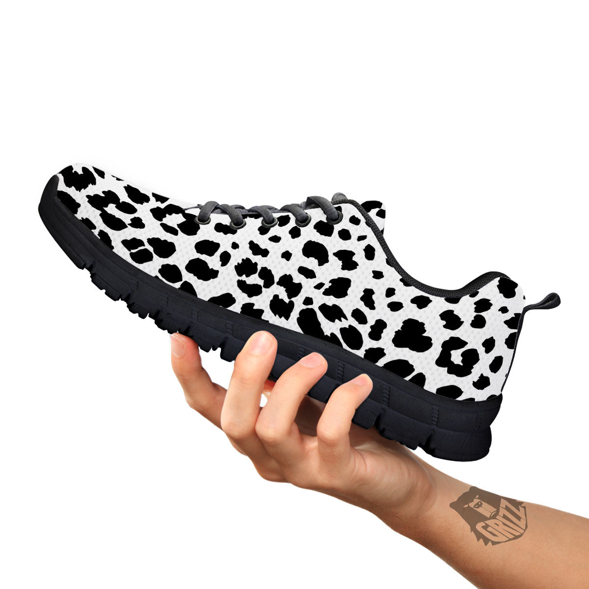 Jaguar White And Black Print Pattern Black Sneaker-grizzshop