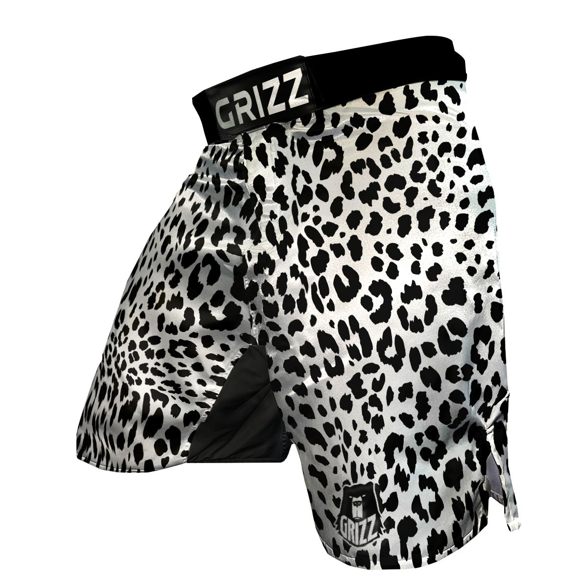 Jaguar White And Black Print Pattern MMA Shorts-grizzshop