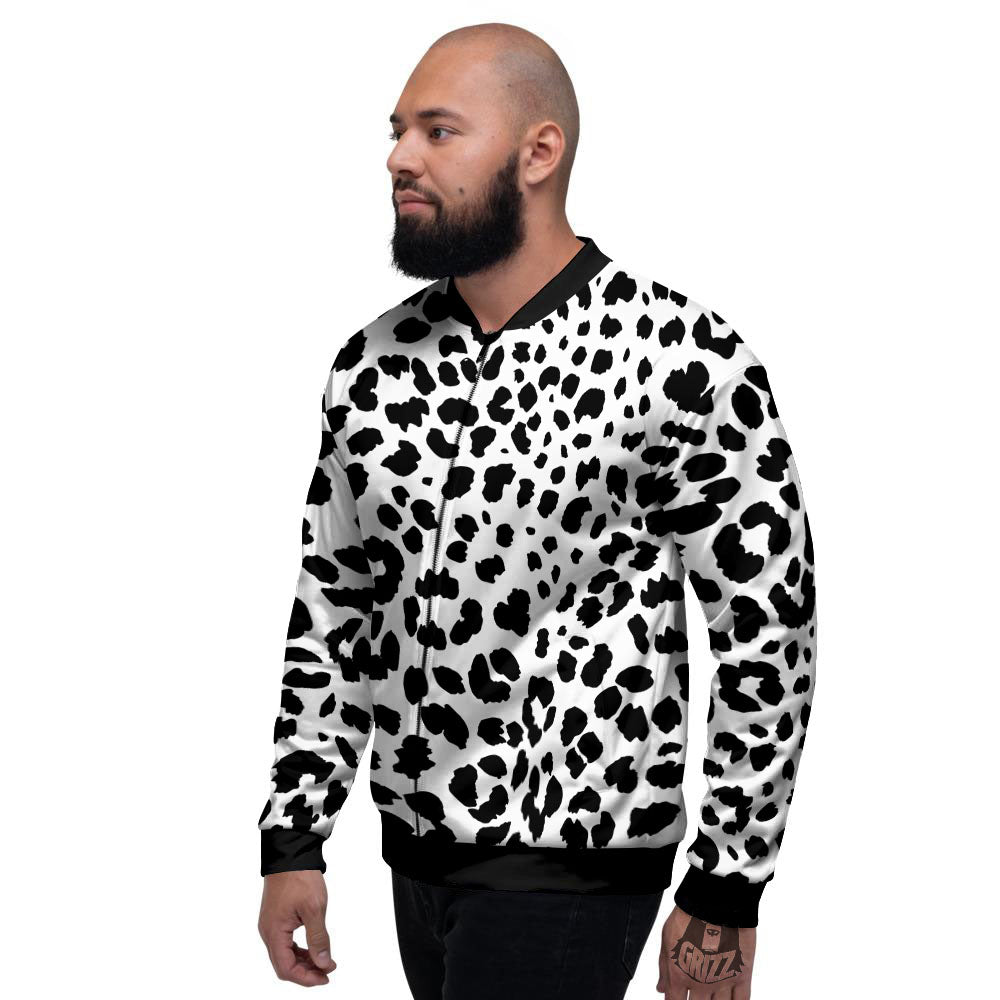 Jaguar White And Black Print Pattern Men's Bomber Jacket-grizzshop