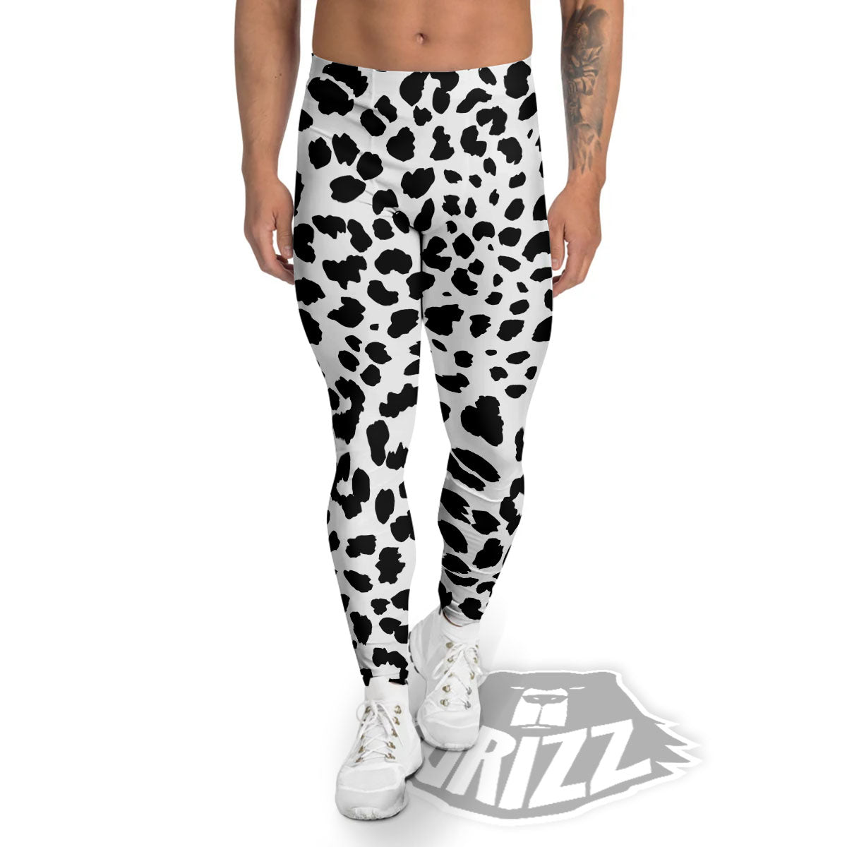 Jaguar White And Black Print Pattern Men's Leggings-grizzshop