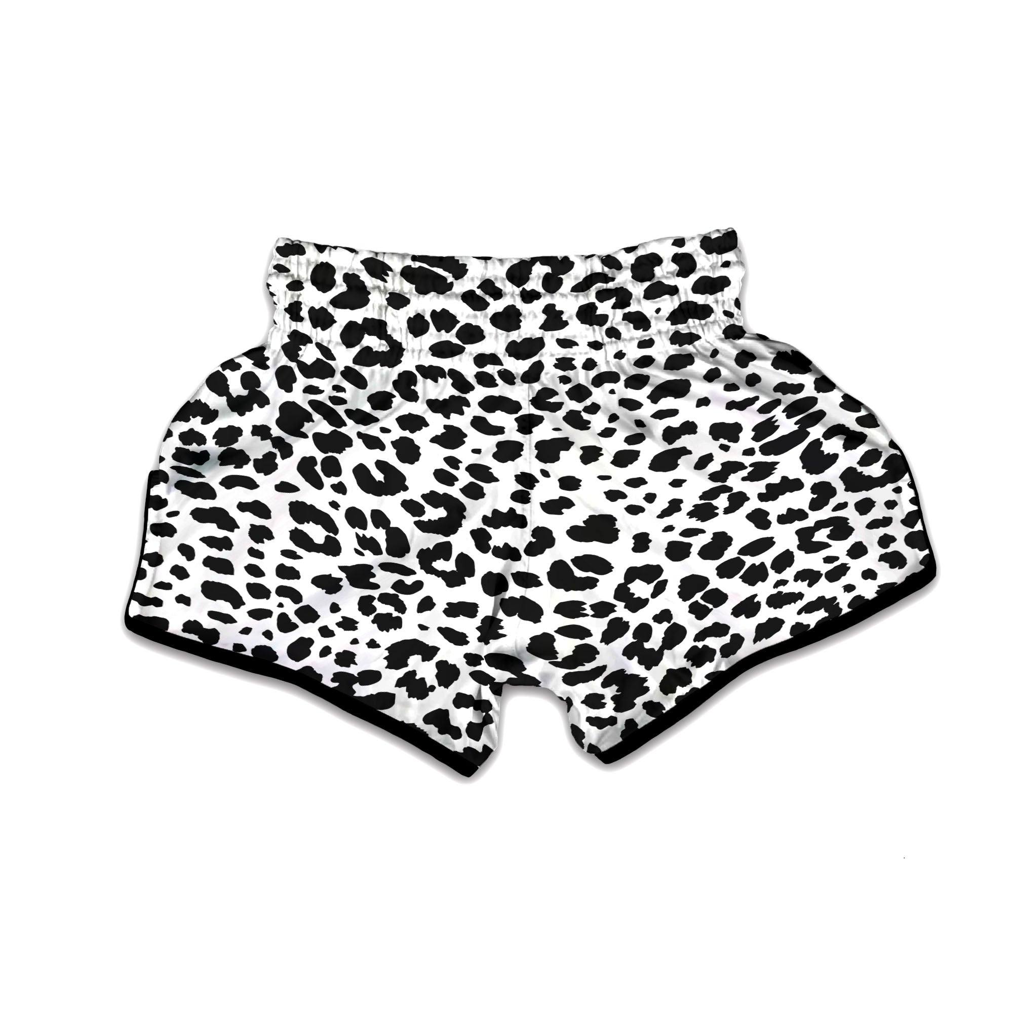 Jaguar White And Black Print Pattern Muay Thai Boxing Shorts-grizzshop