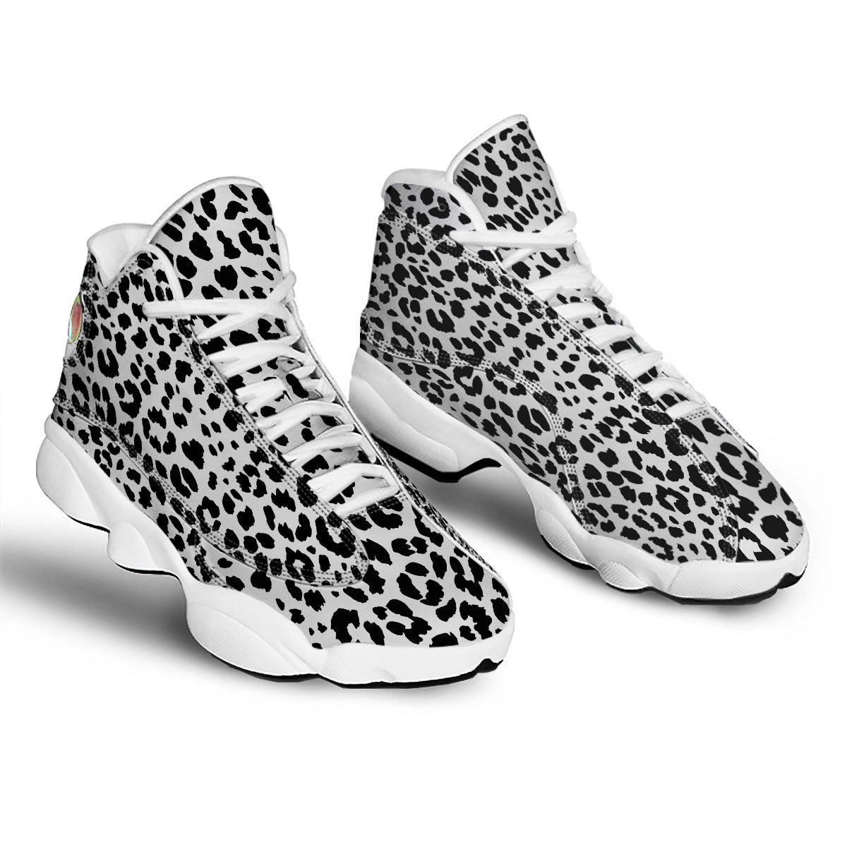 Jaguar White And Black Print Pattern White Basketball Shoes-grizzshop