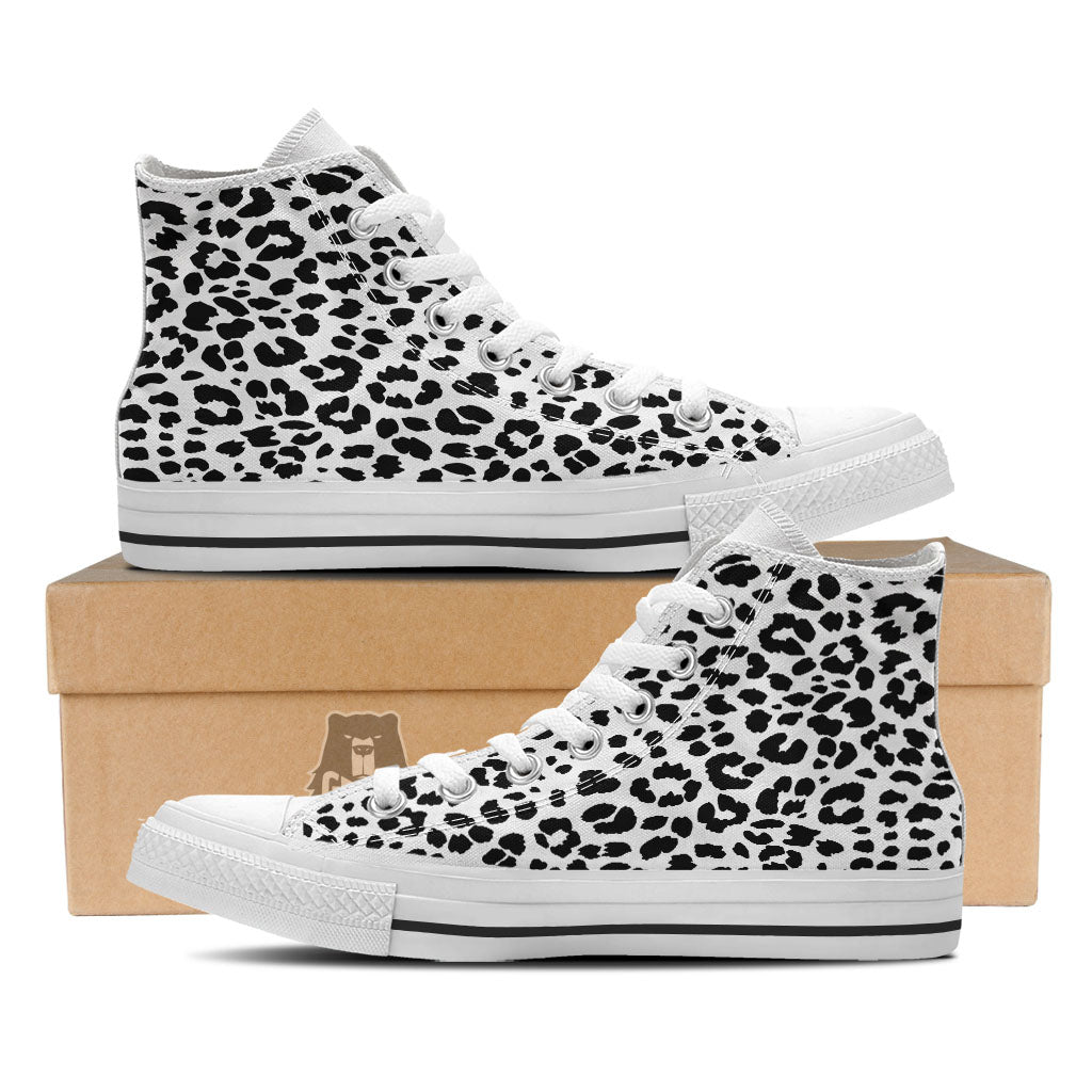 Jaguar White And Black Print Pattern White High Top Shoes-grizzshop
