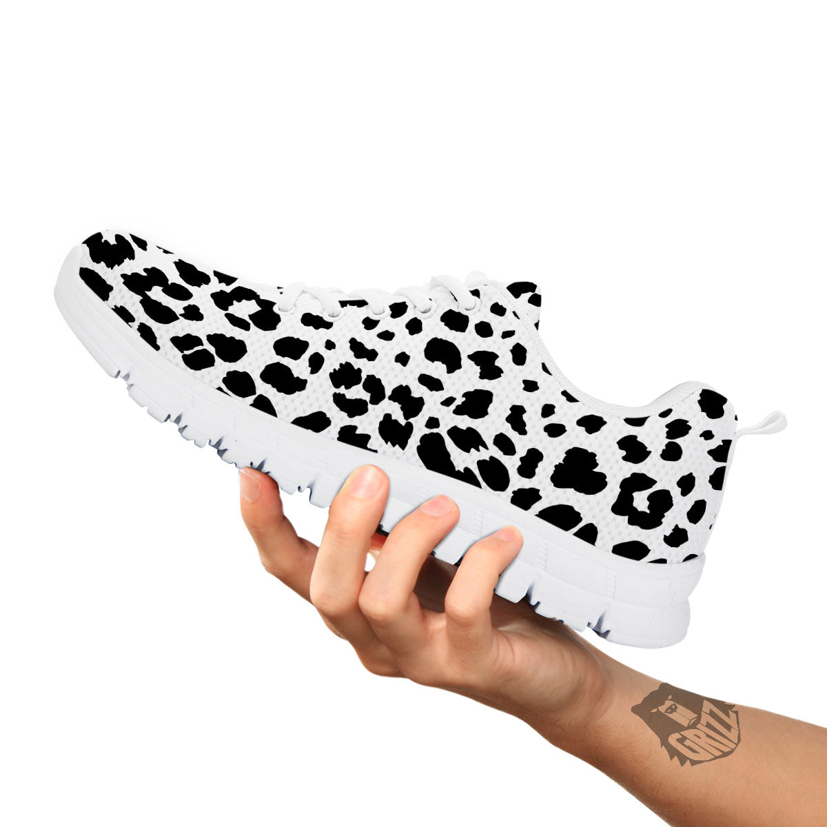 Jaguar White And Black Print Pattern White Sneaker-grizzshop
