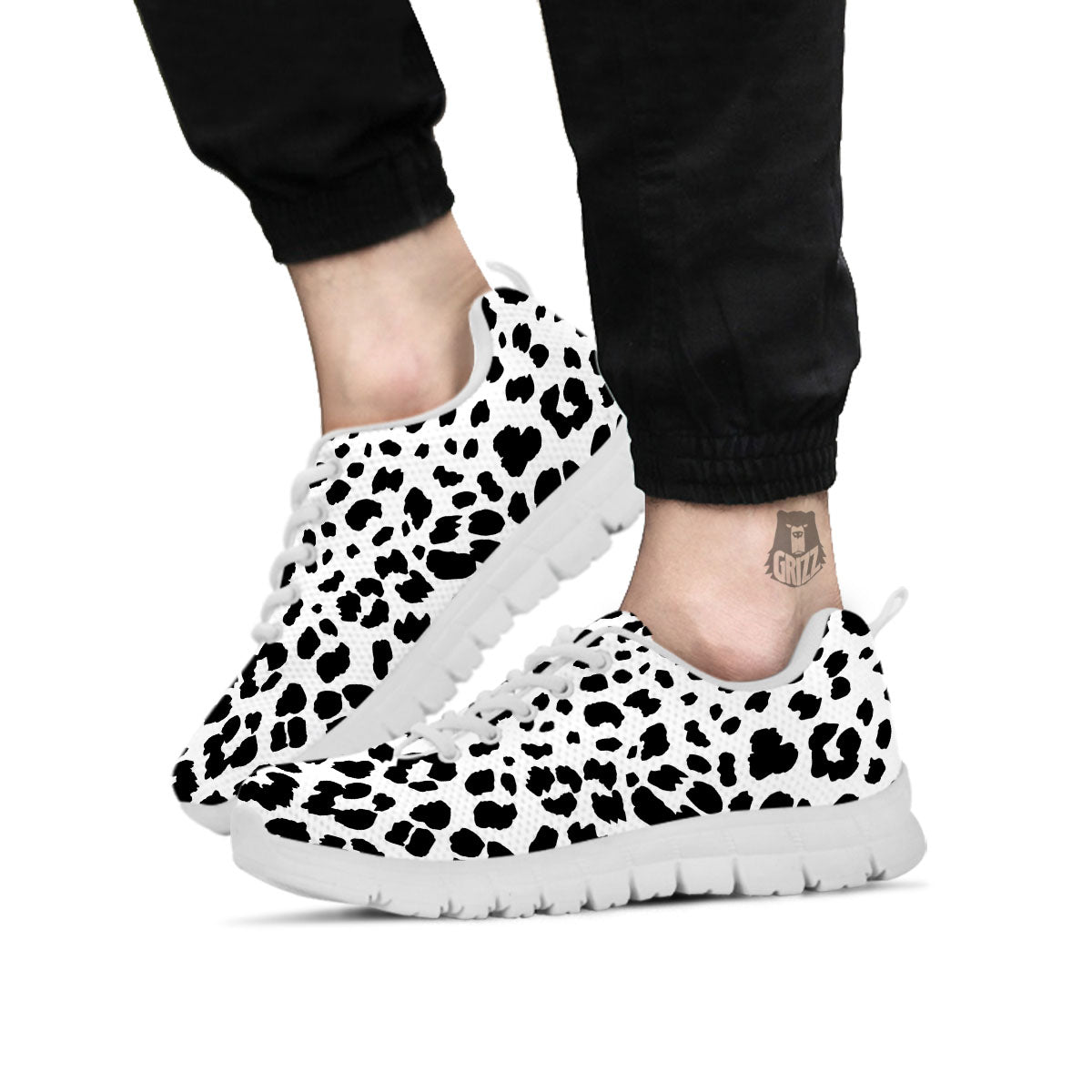 Jaguar White And Black Print Pattern White Sneaker-grizzshop