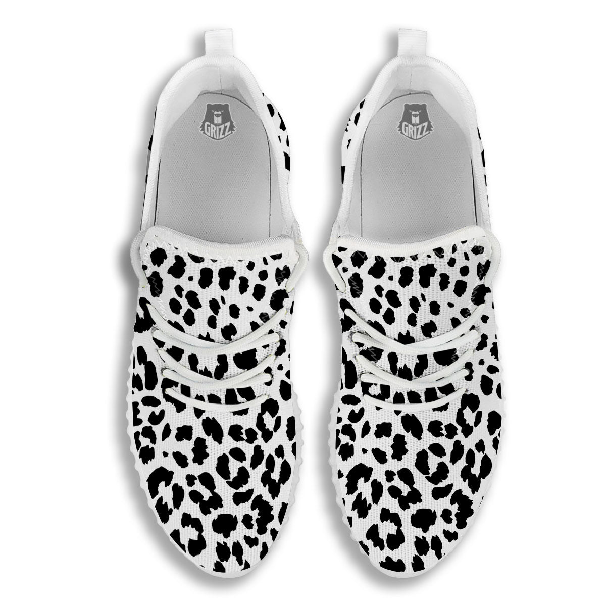 Jaguar White And Black Print Pattern White Walking Shoes-grizzshop