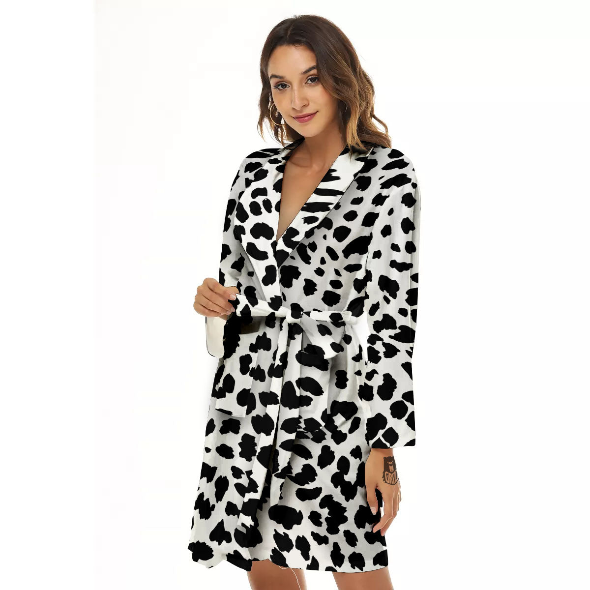 Jaguar White And Black Print Pattern Women's Robe-grizzshop